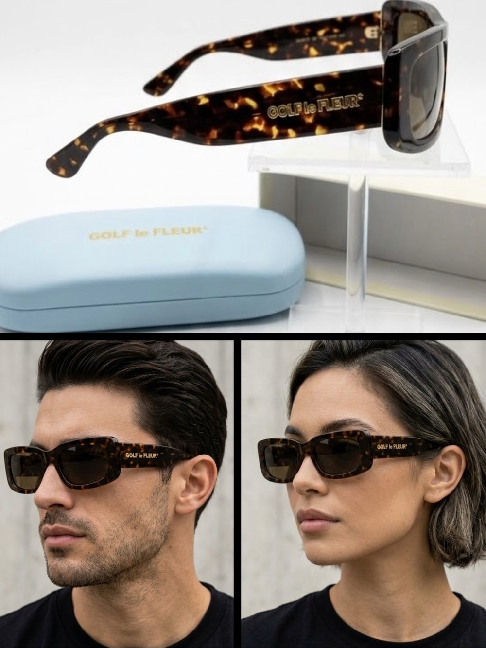 Golf Le Fleur Tortoiseshell Sunglasses - Dark Brown Frames with Gold Logo
